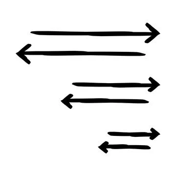 Alternating left and right pointing arrows hand-drawn sketch graphic element set Stock Illustration