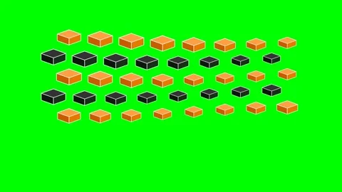 An alternating pattern of orange and black isometric cubes on a green backg.. Stock Footage 340904011