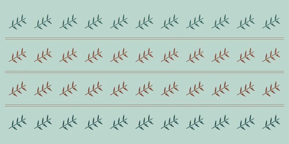 Alternating rows of delicate leafy branches in teal and rust form a calm ho.. 스톡 일러스트