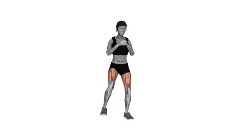 Alternating Step Out female 1 fitness gym exercise workout animation muscle high Vidéo 247708260
