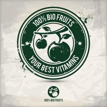 Alternative bio fruit stamp Stock Illustration
