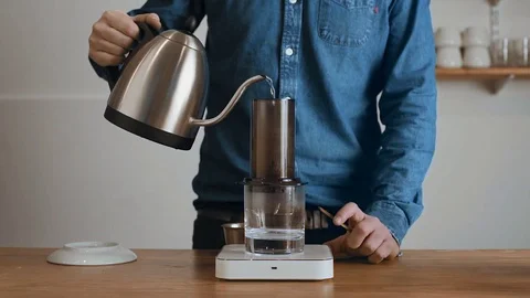 Alternative brewing in cafe shop Stock Footage