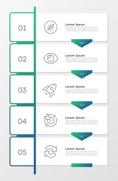 Alternative business solutions green gradient infographic 5 steps 스톡 일러스트