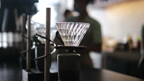 Alternative coffee brewing method in a hipster cafe in downtown, modern coffee Stock Footage 167929290