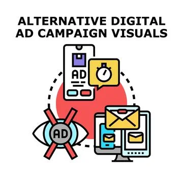 Alternative digital ad campaign visuals strategy concept イラスト素材