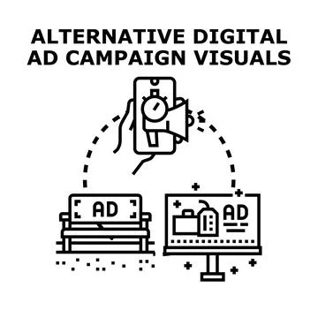 Alternative digital ad campaign visuals on various platforms Stock Illustration