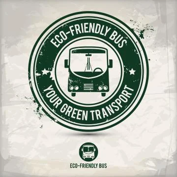 Alternative eco friendly bus stamp Stock Illustration