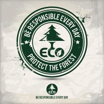 Alternative eco friendly forest stamp Stock Illustration