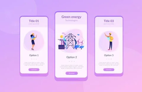 Alternative energy app interface template. Stock Illustration