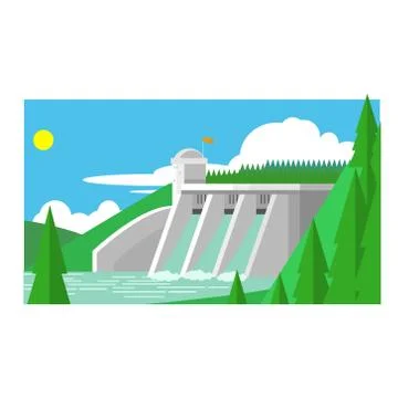 Alternative Energy Dam Stock Illustration