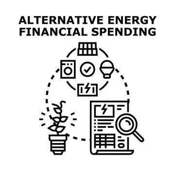 Alternative energy financial spending analyzing sustainability and investment Stock Illustration