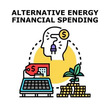 Alternative energy financial spending developing sustainable economic growth Stock Illustration