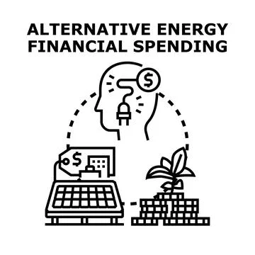 Alternative energy financial spending developing sustainable economic growth Stock Illustration