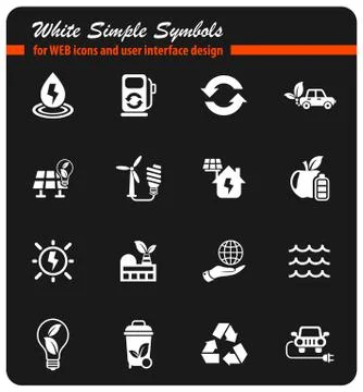 Alternative energy icon set Stock Illustration