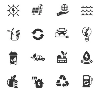 Alternative energy icon set Stock Illustration