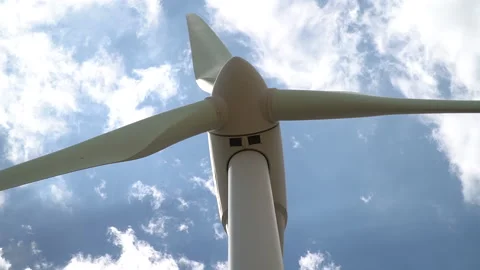 Alternative energy. Large rotating propellers generating wind power Stock Footage 232916786