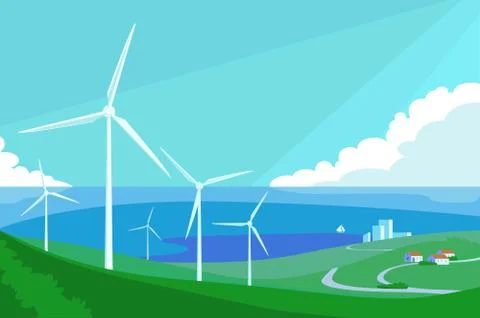 Alternative energy resource with windmills Stock Illustration