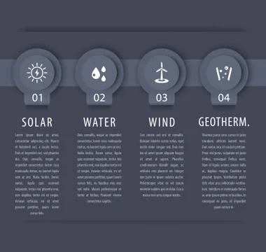 Alternative energy solutions, solar, wind energetics, infographic elements, g イラスト素材