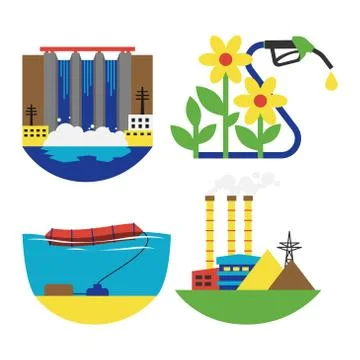 Alternative energy source set vector illustration. Ilustración de archivo