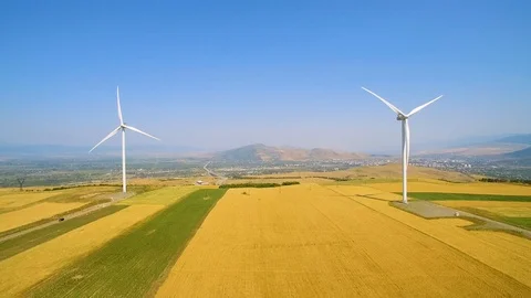 Alternative energy source. wind generator on field 스톡 동영상 94535950