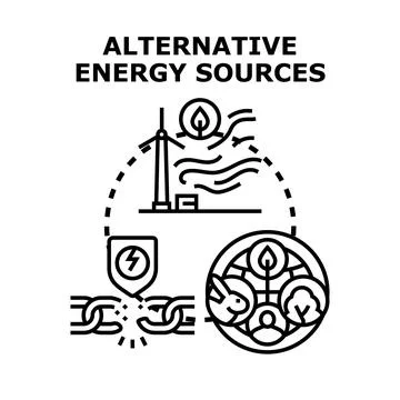 Alternative energy sources concept breaking fossil fuel chain Stock Illustration