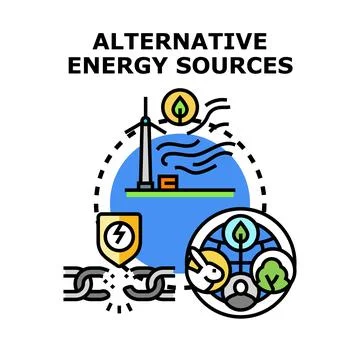Alternative energy sources concept breaking fossil fuel chain Stock Illustration