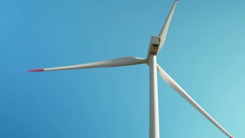 Alternative energy sources. Large rotating wind turbine Stock Footage 91662224