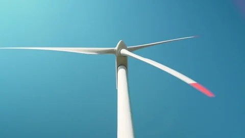 Alternative energy sources. Large rotating wind turbine blades Video stock 91662279