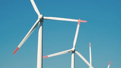 Alternative energy sources. Large rotating wind turbine blades Stock Footage 91662300