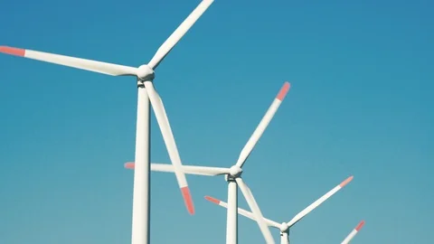 Alternative energy sources. Large rotating wind turbine blades Stock Footage 91662417
