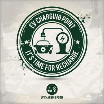 Alternative ev charging point stamp Stock Illustration