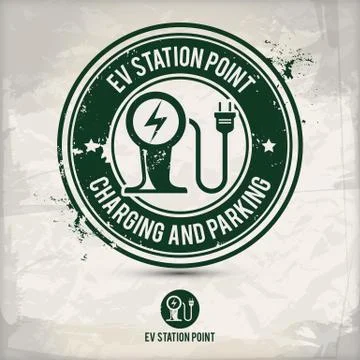 Alternative ev station point stamp Stock Illustration
