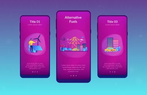 Alternative fuel app interface template. Stock Illustration