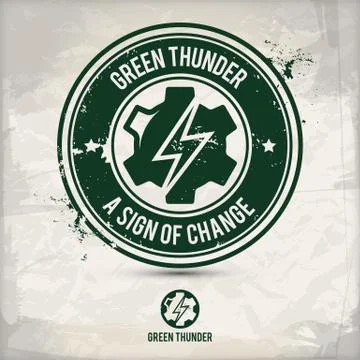 Alternative green thunder stamp Stock Illustration