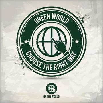 Alternative green world stamp Stock Illustration