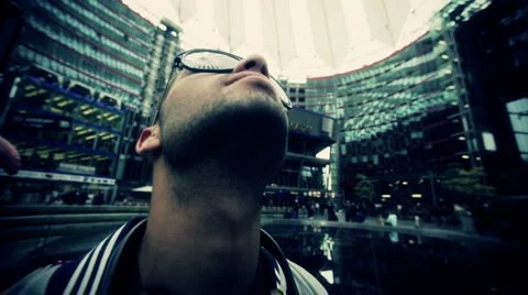 Alternative guy looking up Stock Footage 1182845