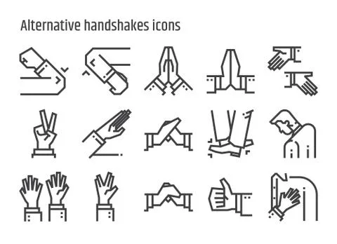 Alternative handshakes icons. Stock Illustration