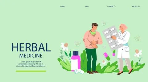 Alternative herbal medicine and natural pharmacy vector illustration. Stock Illustration