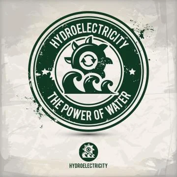 Alternative hydroelectricity stamp Stock Illustration