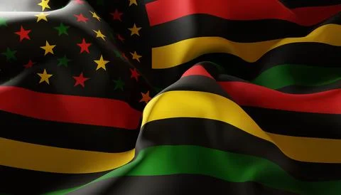 Alternative Juneteenth Flag against the sunset. June 19 Stock Illustration