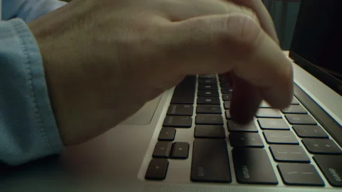 Alternative macro close up of an young businessman hands busy working on laptop Stock Footage 273276802