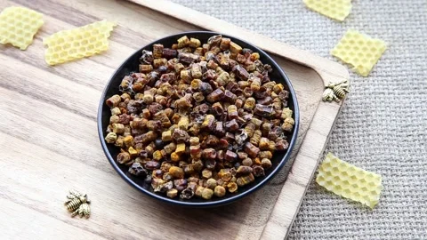 Alternative medicine bee bread fermented flower and plant pollen. Stock Footage 148375833