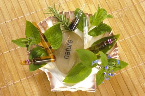 Alternative medicine with homeopathy Stock Photos