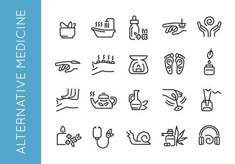 Alternative Medicine Icon Set Vector Stock Illustration