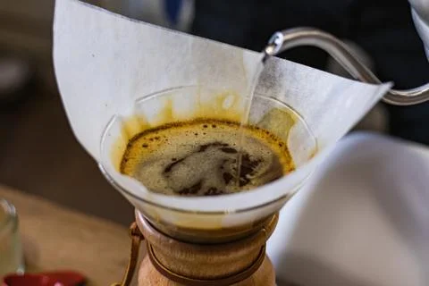Alternative method of brewing coffee close up Stock Photos