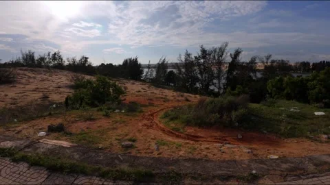 Alternative POV Side View Driving Shot Along Bau Trang Lake Stock Footage 339989717