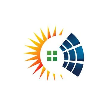 Alternative renewable energy solar panel logo vector icon illustrations Stock Illustration