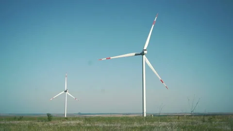 Alternative renewable wind electricity energy generator windmill Stock Footage 199943541