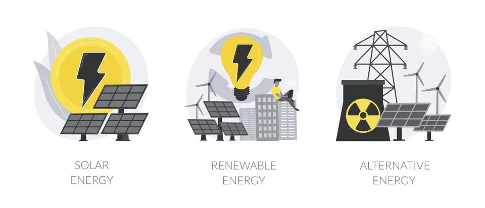 Alternative source of electricity abstract concept vector illustrations. Stock Illustration