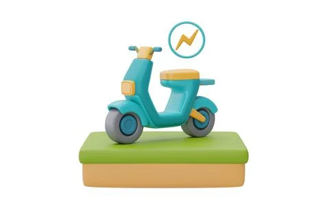 Alternative source of electricity concept with Electric motorcycle charging s Stock Illustration